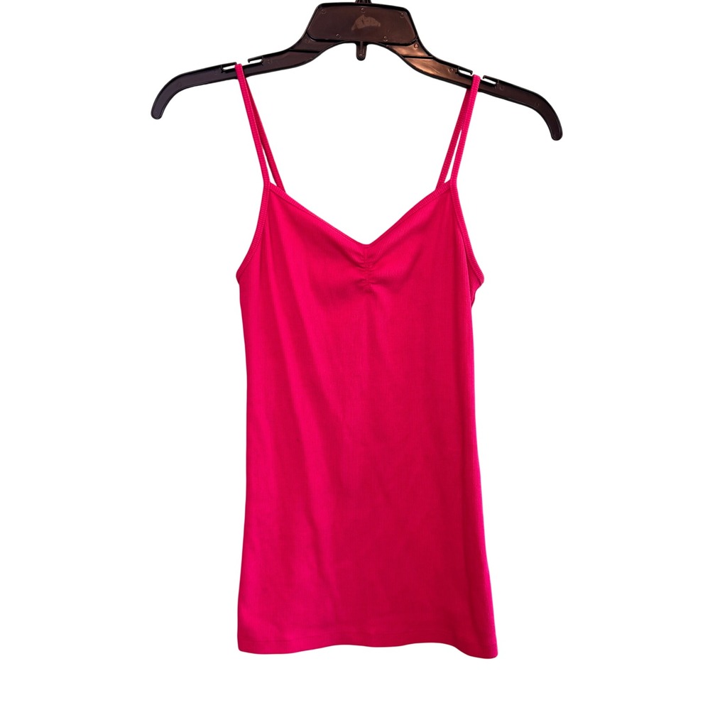 No Boundaries Fuchsia Burst Ribbed Ruched V-Neck Camisole Tank Top XS NJ29T121C